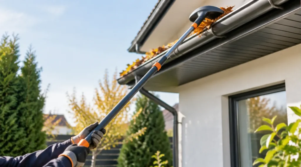 Curățare jgheaburi fără scară: 5 metode sigure, de la sol, cu unelte simple
